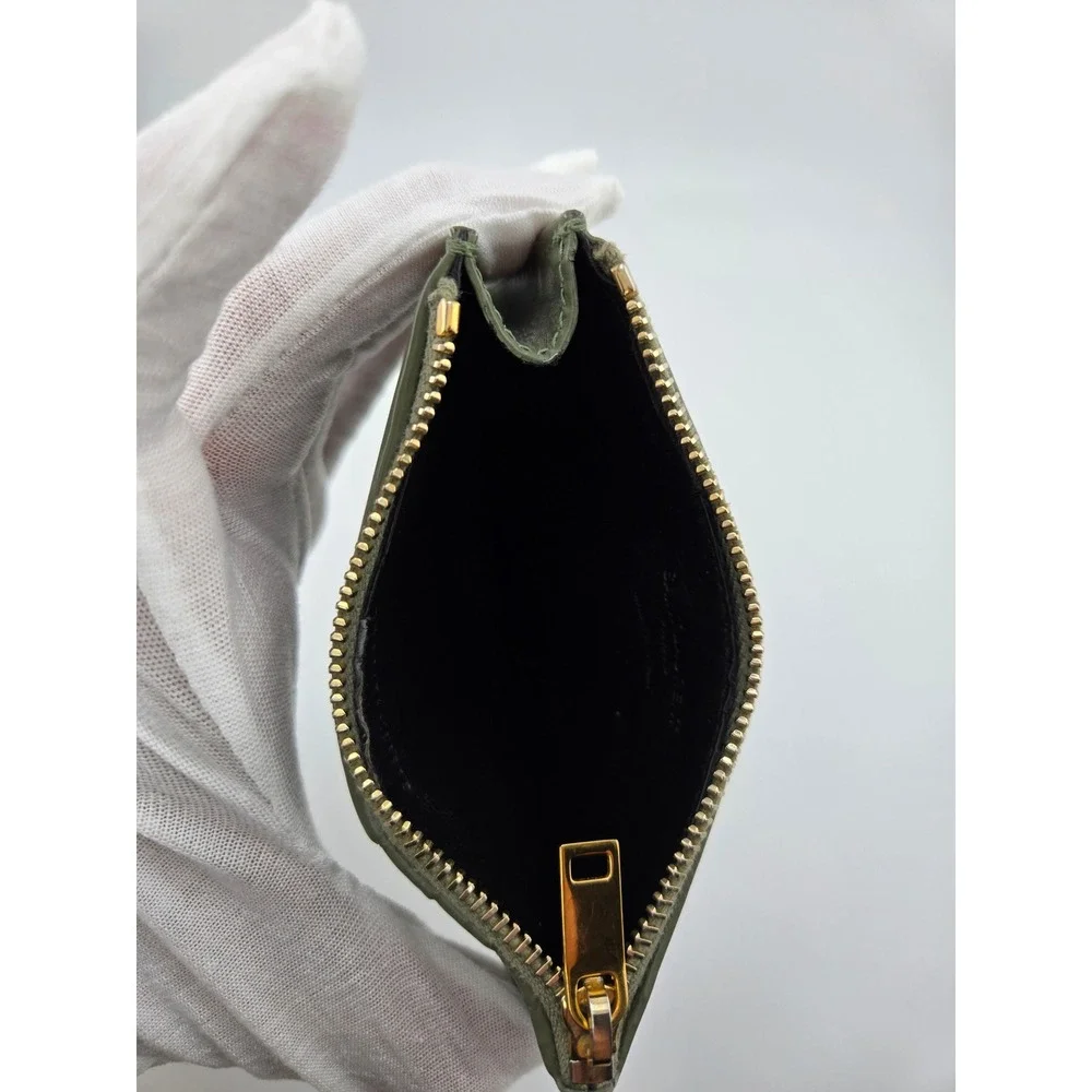 Saint Laurent Fragments Zipped Card Case Sage Green Leather Gold Hardware Italy